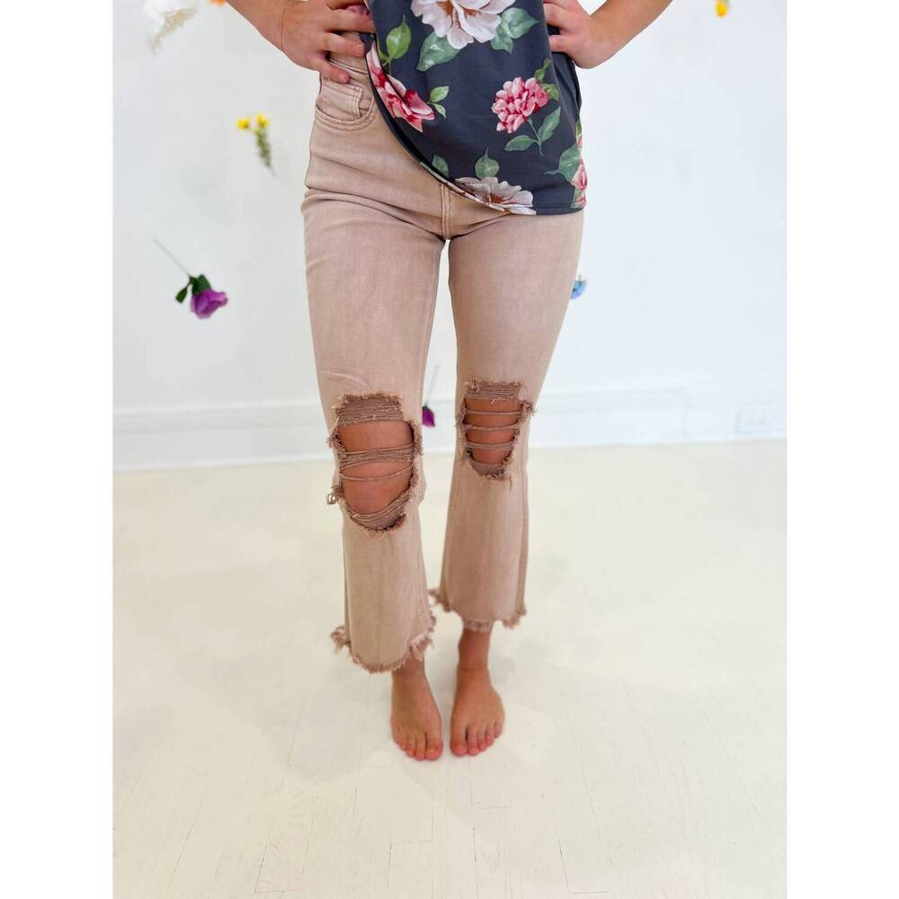 NEW LOVERET anabelle crop flare jeans in rose